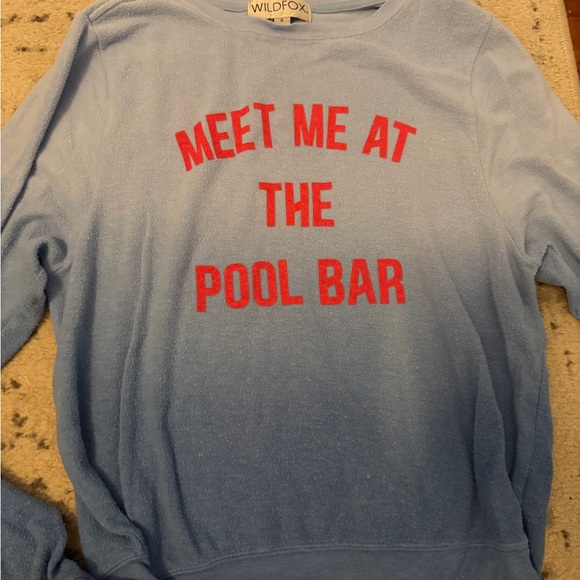 Wildfox Tops - Wildfox Light Blue Crewneck with Red Text